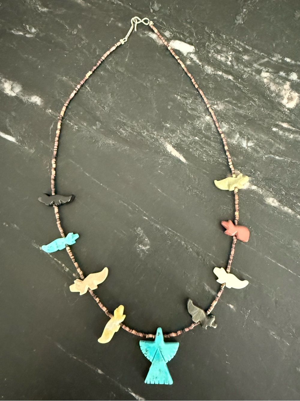 Multi-Color Turquoise and Stone Animal Pendant Necklace
